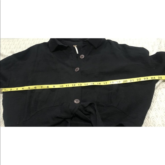 Womens Free People Black Sunstreaks Tie Front Blouse Button Front Womens Small - Picture 4 of 9